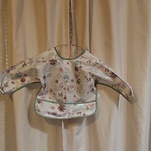 Bumkins Floral Long-Sleeve Bib with Green Trim